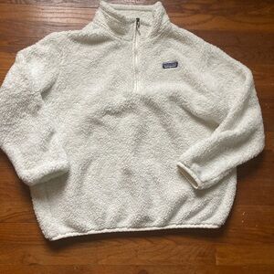 Patagonia Womens Los Gatos 1/4 Zip Fleece Pullover White Fluffy Size XL Jacket